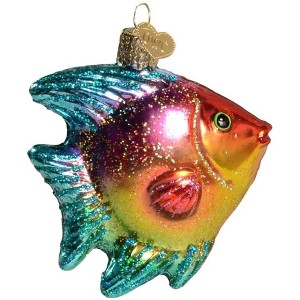 Old World Christmas Hanging Glass Tree Ornament, Pink/Yellow Tropical Angelfish - 1 of 2