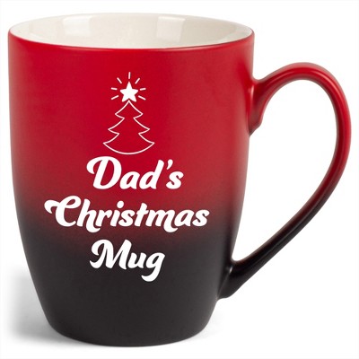 Elanze Designs Dad's Christmas Mug Two Toned Ombre Matte Red and Black 12 ounce Ceramic Stoneware Coffee Cup Mug