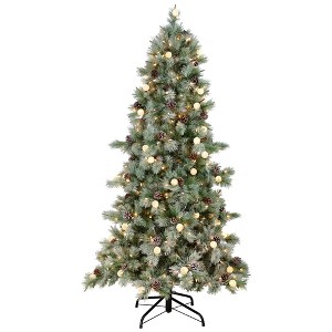 Northlight Pre-Lit Medium Artificial Bottle Brush Christmas Tree - 6.5' - Warm White LED Lights - 1 of 4