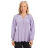 Collections Etc Seersucker Smock Trimmed V-Neck Long Sleeve Shirt - 2 of 4