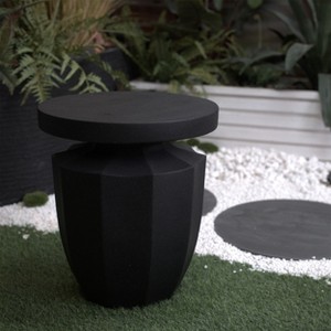 CAVINAS 20.3" Round Prep Table, Modern Round Outdoor Sofa Table, Durable Outdoor Patio Table for Garden, Black - 1 of 4