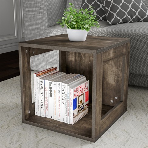 Hasting Home Modern Stackable Modular Cube End Table With Open Sides ...