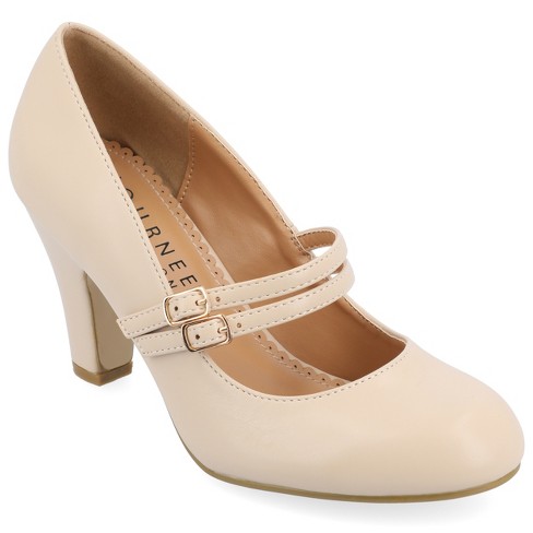 Journee Collection Womens Windy Medium And Wide Width Round Toe Block Heel Mary Jane Pumps Nude 11w Target