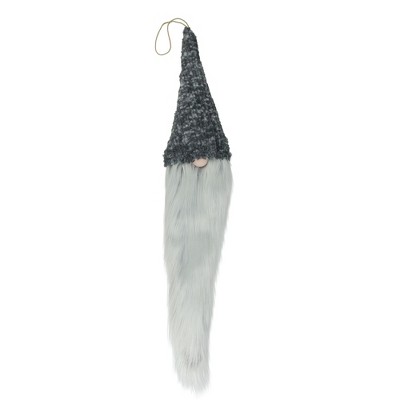 Northlight 34" Gray and White Hanging Gnome Hat Christmas Decoration