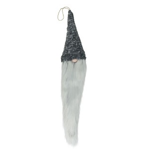 Northlight 34" Gray and White Hanging Gnome Hat Christmas Decoration - 1 of 3