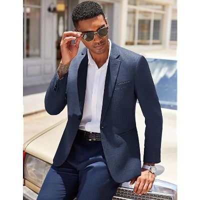 Мужские куртки COOFANDY Men's Casual Blazer Slim Fit Lightweight Sport Coat One Button Suit Jacket BLACK M — фото 3