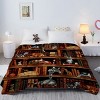Boersma Vintage Kitten Flannel Blanket Cat in The Bookshelf Throw Blanket Librarian Book Lover Gifts Fleece Blankets for Bed Couch Sofa 50"x60" - 3 of 4