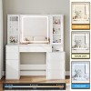 White Makeup Vanity Desk, Dressing Table with Mirror, Lights, and Charging Station - 3 of 4