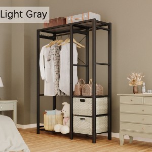 Hrinhom 47.2"W Acacia Wood Hanger, Freestanding Wardrobe with 2 Drawers and 4 Hooks - 1 of 4