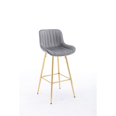 NicBex Set of 2 Bar Stools for Kitchen Island,Velvet Counter Bar Stools with Chrome Footrest,Bar Chairs for Dining Rooms,Kitchens Islands