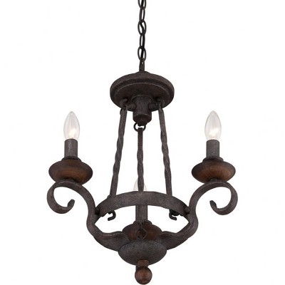 Rustic Black Mini 3-Light Candle Chandelier
