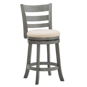 Inspire Q Hooper Counter Height Barstool Antique Gray Finish/Beige Linen - 1 of 3