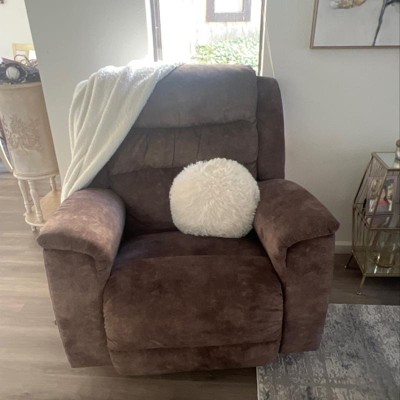 Ivory Faux Fur Round Christmas Throw Pillow