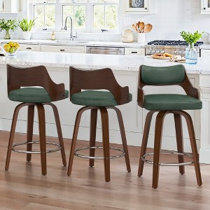 Arceso 26" Swivel Counter Height Bar Stools,Mid-Century Wooden Barstools with Backs for Kitchen Restaurant - 1 of 4