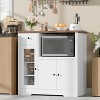 Homhougo Storage Cabinet with Adjustable Shelves & Microwave Stand, Buffet Sideboard with Drawer White - 4 of 4