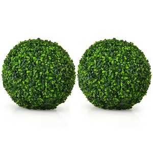 Costway 2 PCS 15.7'' Artificial Boxwood Topiary Balls UV Protected Indoor Outdoor - 1 of 4
