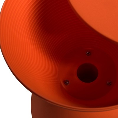 Modern Round Orange Plastic Side Table with Ribbed Leg