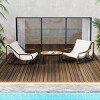 3 Piece Outdoor Seating Set,Iron Frame Patio Garden Lounge Set with Acacia Side Table,Textilene Fabric Upholstered Poolside Arm Chair-Coolbibila - 2 of 4
