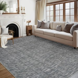 Solid Texture Area Rugs Washable Modern Accent Carpet with Non-Slip Backing - 1 of 4