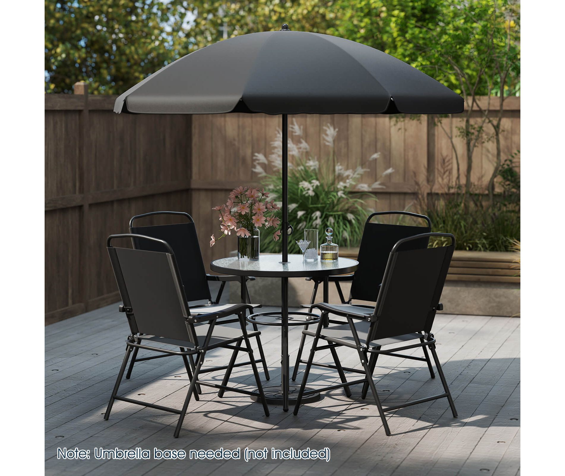 Costway 6 Pieces Patio Dining Set with Umbrella Outdoor Table and Chairs Set for Garden