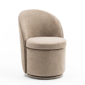 YOUNIKE Swivel Accent Chair 21" Wide Round Barrel Chair Modern Upholstered Living Room Chair Makeup Chair for Bedroom, Boucle Fabric - 1 of 4