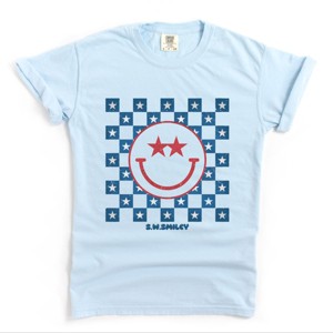 Simply Sage Market S.W.Smiley Patriotic Smiley Stars Garment Dyed Tee - 1 of 4