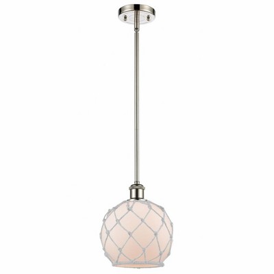 Farmhouse Rope - 1 Light Stem Hung Mini Pendant In Industrial Style-10 Inches Tall and 8 Inches Wide