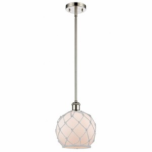 Farmhouse Rope - 1 Light Stem Hung Mini Pendant In Industrial Style-10 Inches Tall and 8 Inches Wide - 1 of 1