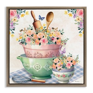 Stupell Industries Floral Kitchen Bowls Stack, 18" x 18" - 1 of 4