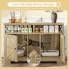 PexFix 47" Farmhouse Double Hidden Litter Box Enclosure for 2 Cats Cat Washroom with Odor Control Solid Wood End Table for Living Room Brown - 3 of 4