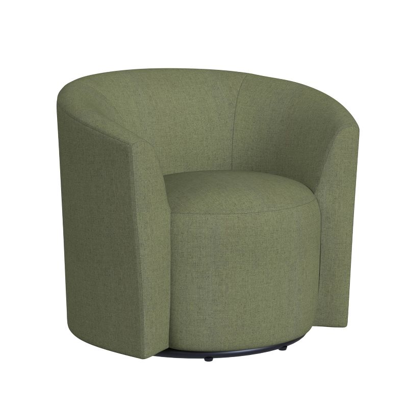 Upholstered Barrel Back Swivel Chair Olive Green Woven - HomePop, 3 of 10