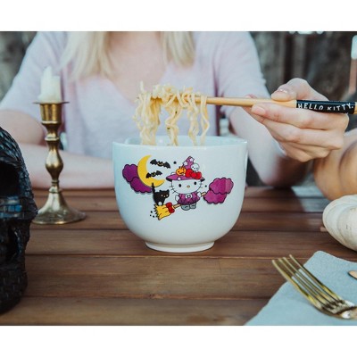 Hello Kitty Halloween Ceramic Soup Bowl with Chopsticks