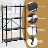 SUGIFT 4-Tier Storage Shelf Foldable Metal Shelving Units with Wheels, Black - 3 of 4