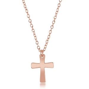 Bella Silver Sterling Silver Cross Necklace - Rose Gold Plated - Rose - 16+2 Inch - 1 of 2