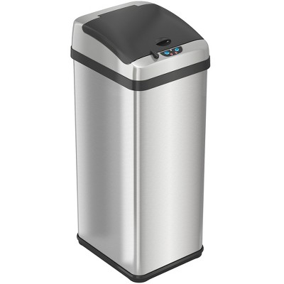 iTouchless Platinum Sensor Kitchen Trash Can with AbsorbX Odor Filter 13 Gallon Silver Stainless Steel