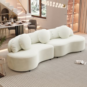 103.5"W Modern Sofa Couch Lamb Velvet Upholstered Sofa Furniture With 3 Accent Pillows for Living Room Home or Office - ModernLuxe - 1 of 4