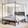 Garvee Queen Canopy Bed Frame, Upholstered Headboard with Storage and Charing Station, Tufted Design, No Box Spring Needed, Easy Assembly, Gray - 2 of 4
