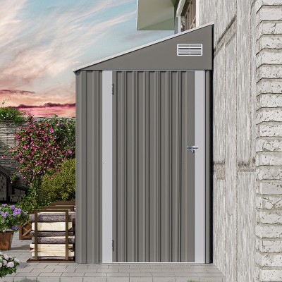 4x8FT Metal Storage Shed with Hinged Side Door, Ventilation, Waterproof Roof, and Durable Frame for Multi-Scene Use - Coolbibila