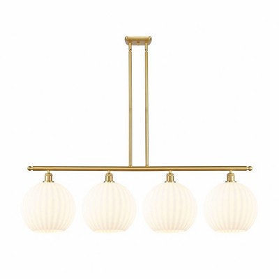 White Venetian - 4 Light Stem Hung Island In Modern Style-14 Inches Tall and 50.25 Inches Wide