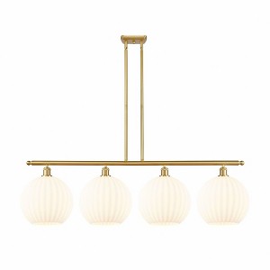 White Venetian - 4 Light Stem Hung Island In Modern Style-14 Inches Tall and 50.25 Inches Wide - 1 of 1
