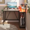 Pinmoco 42" Reversible L-Shaped Gaming Desk, LED Carbon Fiber Desk with Monitor Stand & Headset Hooks - 2 of 4