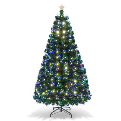 6ft Artificial Christmas Tree With 300 Led Lights And 600 Bendable Branches,  Decorated Tree With Tri-color Led Lights, White - Modernluxe : Target