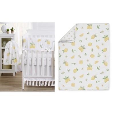 Image of Sweet Jojo Designs Girl Baby Crib Bedding Set - Lemon Yellow, Green, Beige and White 5pc