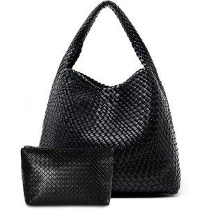 Large Woven Tote Bag for Women Weave Purse Woven Leather Handbag - 1 of 4