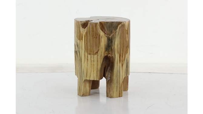 Contemporary Live Edge Teak Wood Stool Brown - Olivia &#38; May, 2 of 9, play video