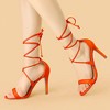 Allegra K Women's Solid Open Toe Lace Up Stiletto Sandals - 2 of 4