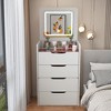 KTMBDW 3 in 1 Vanity Desk, Compact Vanity with 3 Drawers, Makeup Desk with Flip-up Lighting Mirror and Cushioned Stool, Nightstand for Bedroom - 4 of 4