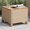 vidaXL Patio Table Beige 17.7 In.x17.7 In.x14.6 In. Poly Rattan Acacia Wood - 4 of 4