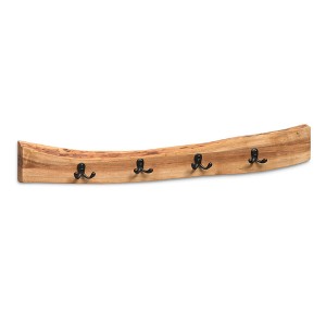 Alaterre Furniture 36" Alpine Live Edge Metal And Wood Coat Hooks : Sturdy Wall Mounted Rack with 4 Hooks, No Assembly Required - 1 of 4
