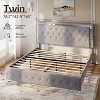 AMERLIFE Twin Platform Bed Frame with LED Headboard & Footboard, Velvet Upholstered, No Box Spring Needed, Light Grey - 3 of 4
